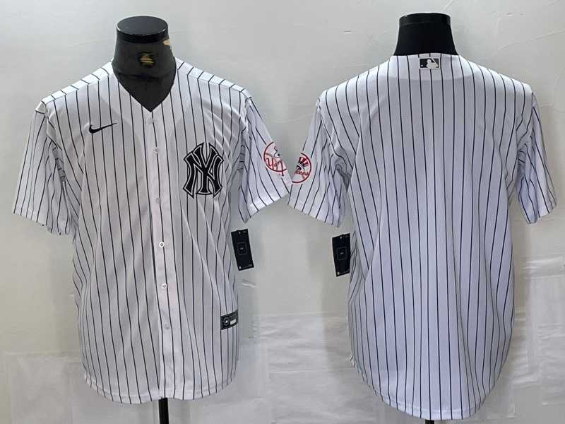 Mens New York Yankees Blank White With Patch 2024 Cool Base Stitched Jersey